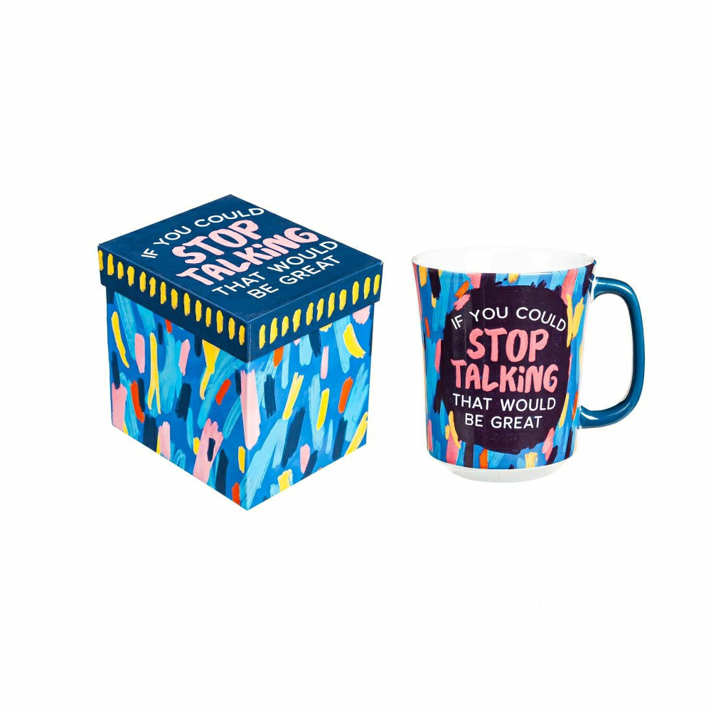Coffee Cup Ceramic Cup of Awesome, Stop Talking, 14oz, Gift Box | Plow & Hearth