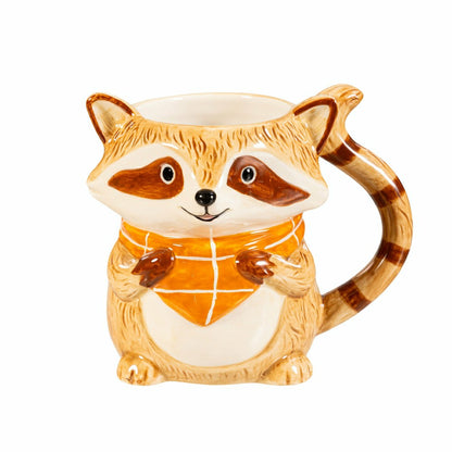 Harvest Blossom Coffee Cup Ceramic Sculpted Raccoon | Plow & Hearth