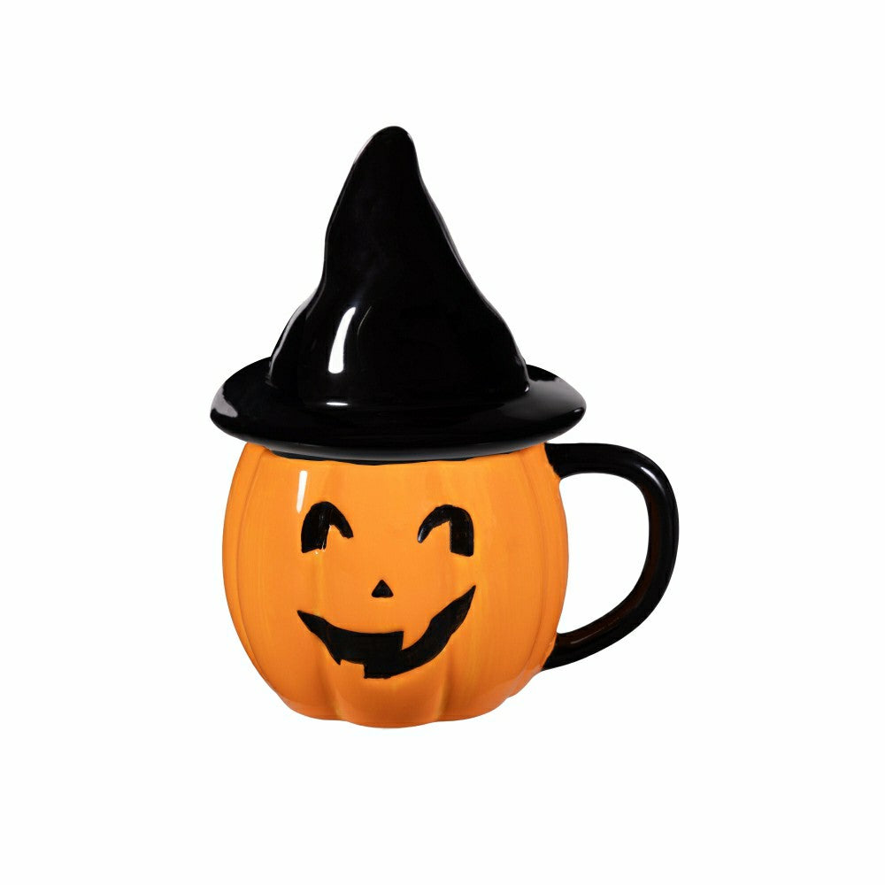 Haunted House Coffee Cup Ceramic Sculpted Jack O' Lantern with Witch H | Plow & Hearth