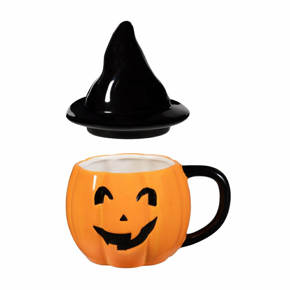 Haunted House Coffee Cup Ceramic Sculpted Jack O' Lantern with Witch H | Plow & Hearth