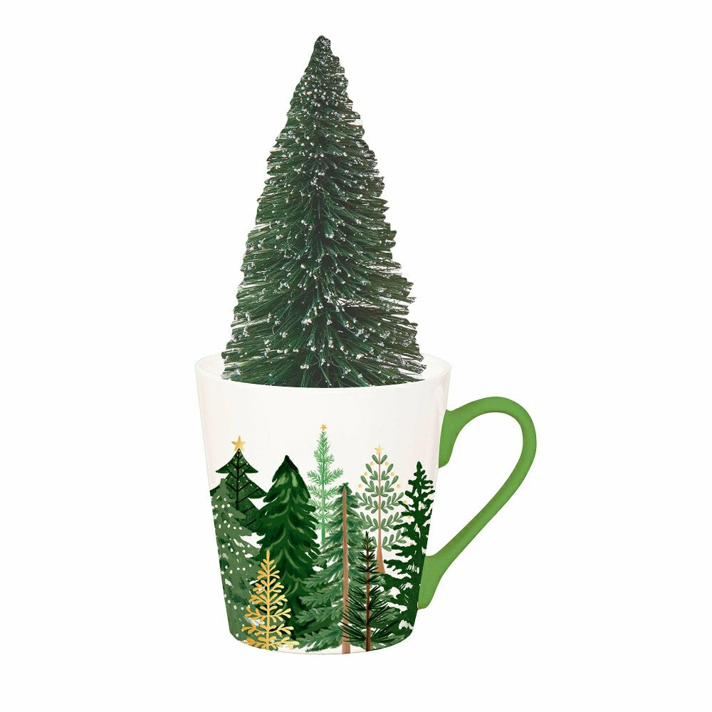Shades of Emerald Drinkware Gift Set Ceramic Flare Cup and Bottle Brus | Plow & Hearth