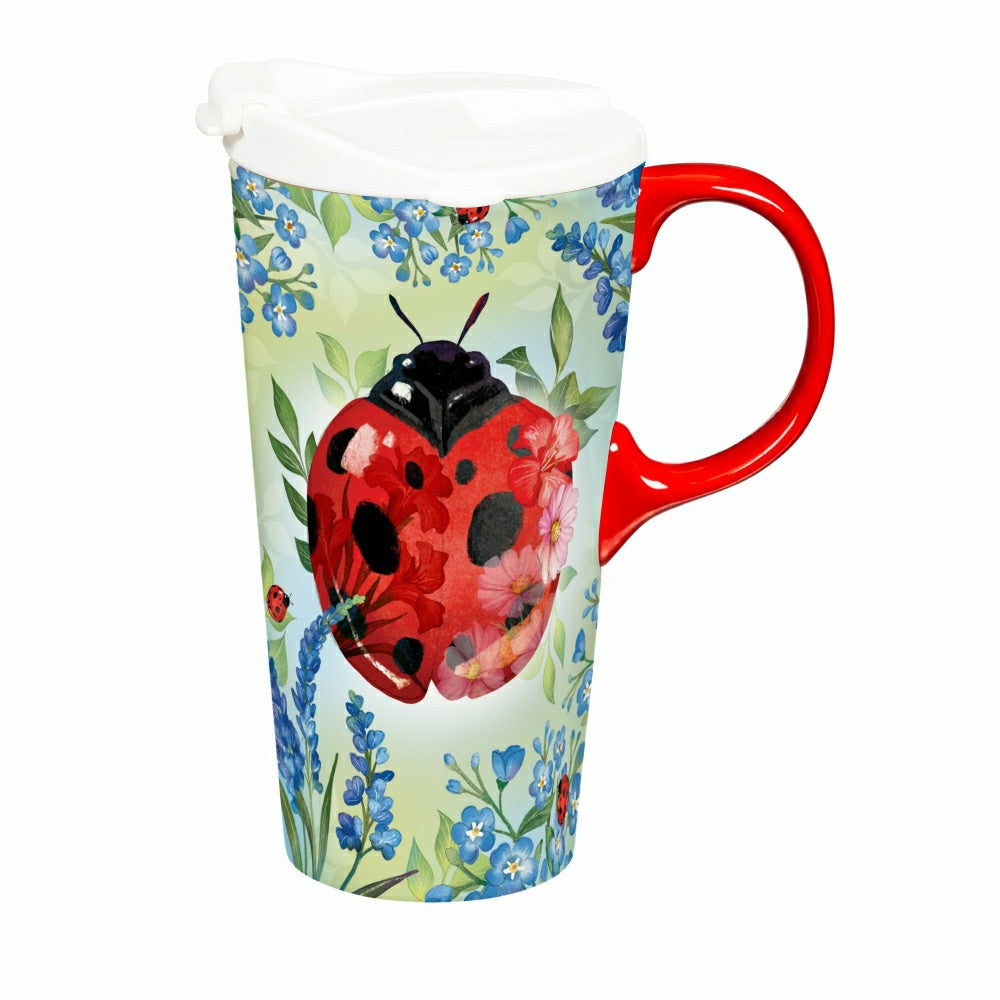 Cottage Garden Ceramic Perfect Cup, Lady Bug, 17oz, Gift Box | Plow & Hearth