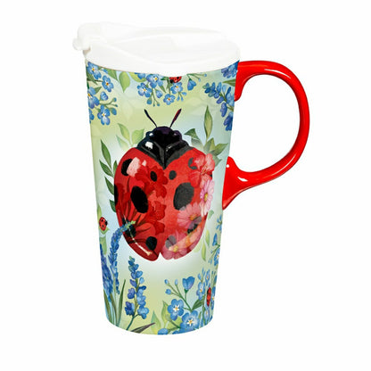 Cottage Garden Ceramic Perfect Cup, Lady Bug, 17oz, Gift Box | Plow & Hearth