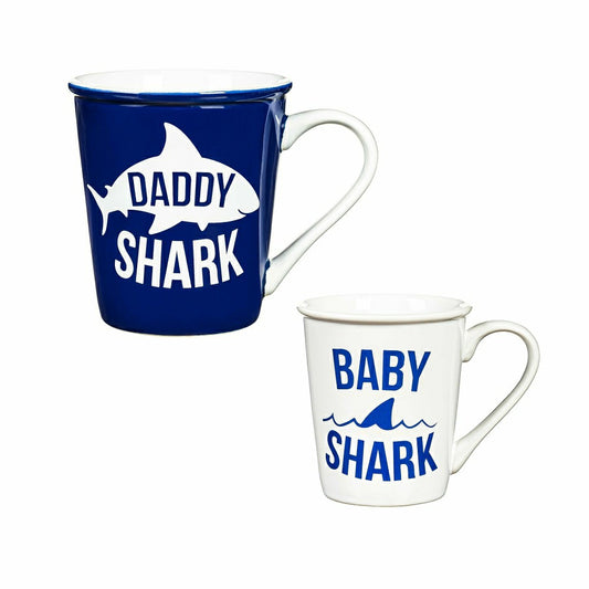 Daddy and Me Drinkware Gift Sets Ceramic Cup O' Java, Daddy Shark/Baby | Plow & Hearth