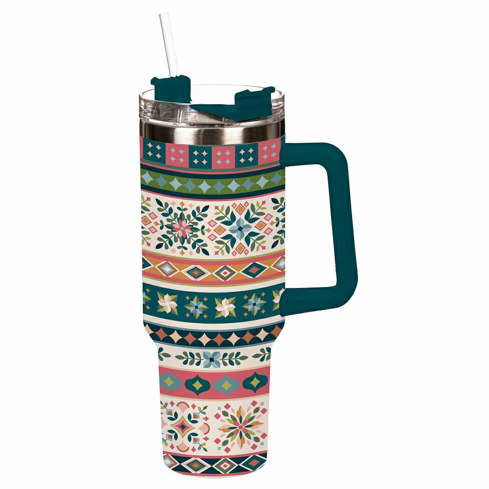 Bursting Blossoms Diamond Tapestry Tumbler Stainless-Steel Trenta Cup  | Plow & Hearth