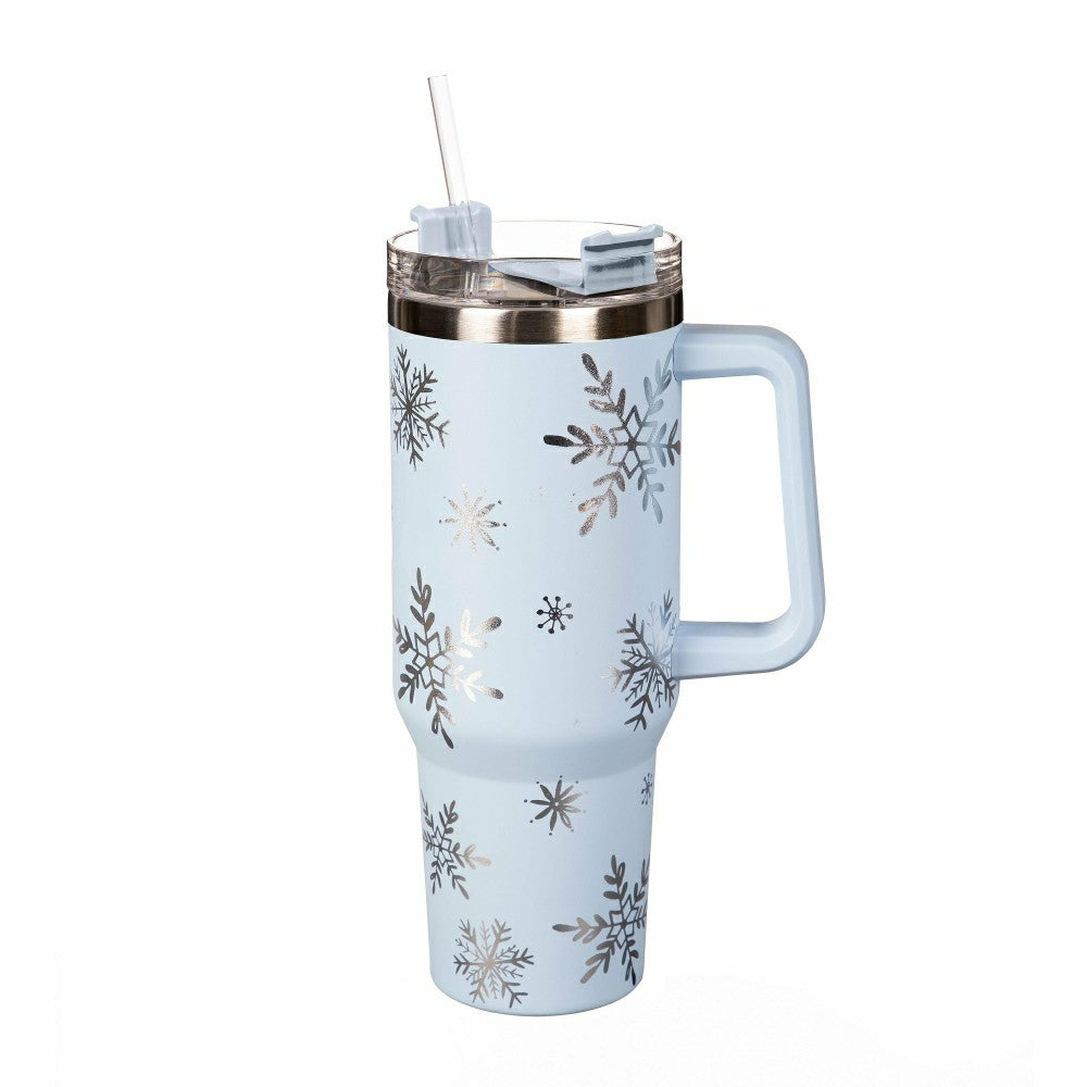Season to Sparkle Tumbler Stainless-Steel Canyon Cup w/ Straw, Snowfla | Plow & Hearth