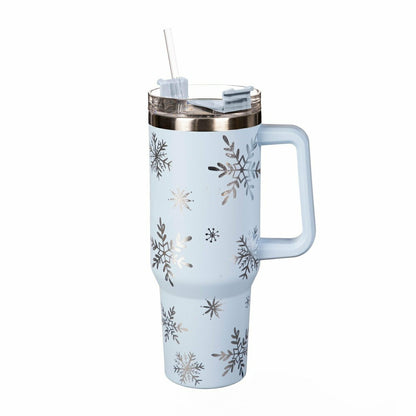Season to Sparkle Tumbler Stainless-Steel Canyon Cup w/ Straw, Snowfla | Plow & Hearth