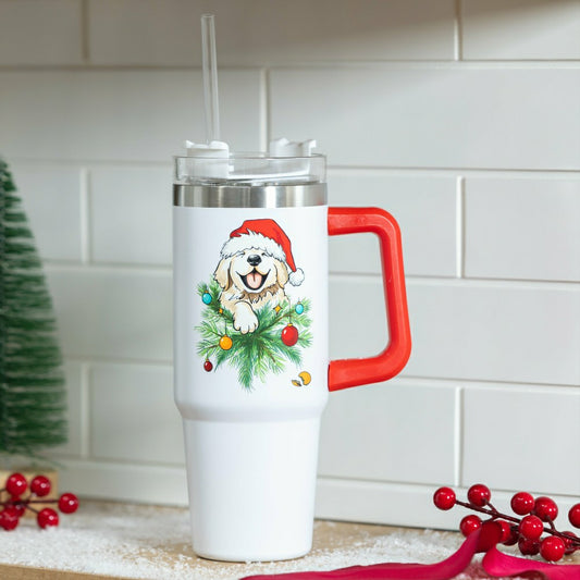 Heartfelt Cheer Tumbler Stainless-Steel Trenta Cup w/ Straw, Dog, 30oz | Plow & Hearth