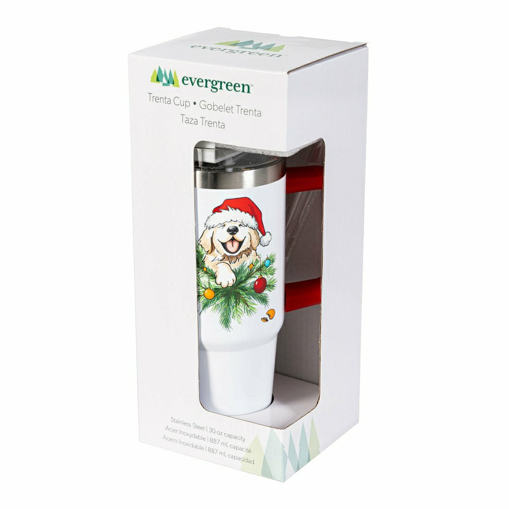Heartfelt Cheer Tumbler Stainless-Steel Trenta Cup w/ Straw, Dog, 30oz | Plow & Hearth