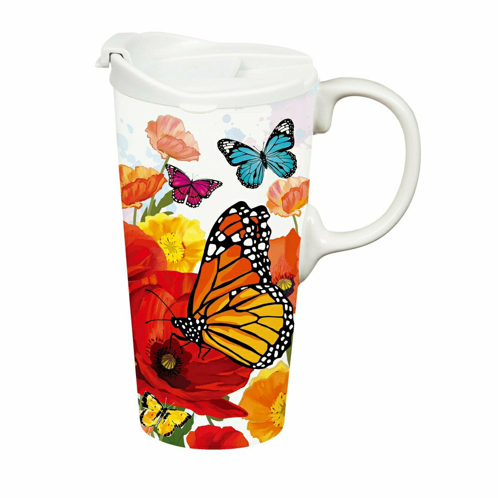 Monarch Butterfly and Friends Ceramic Perfect Cup, 17oz, Gift Box | Plow & Hearth