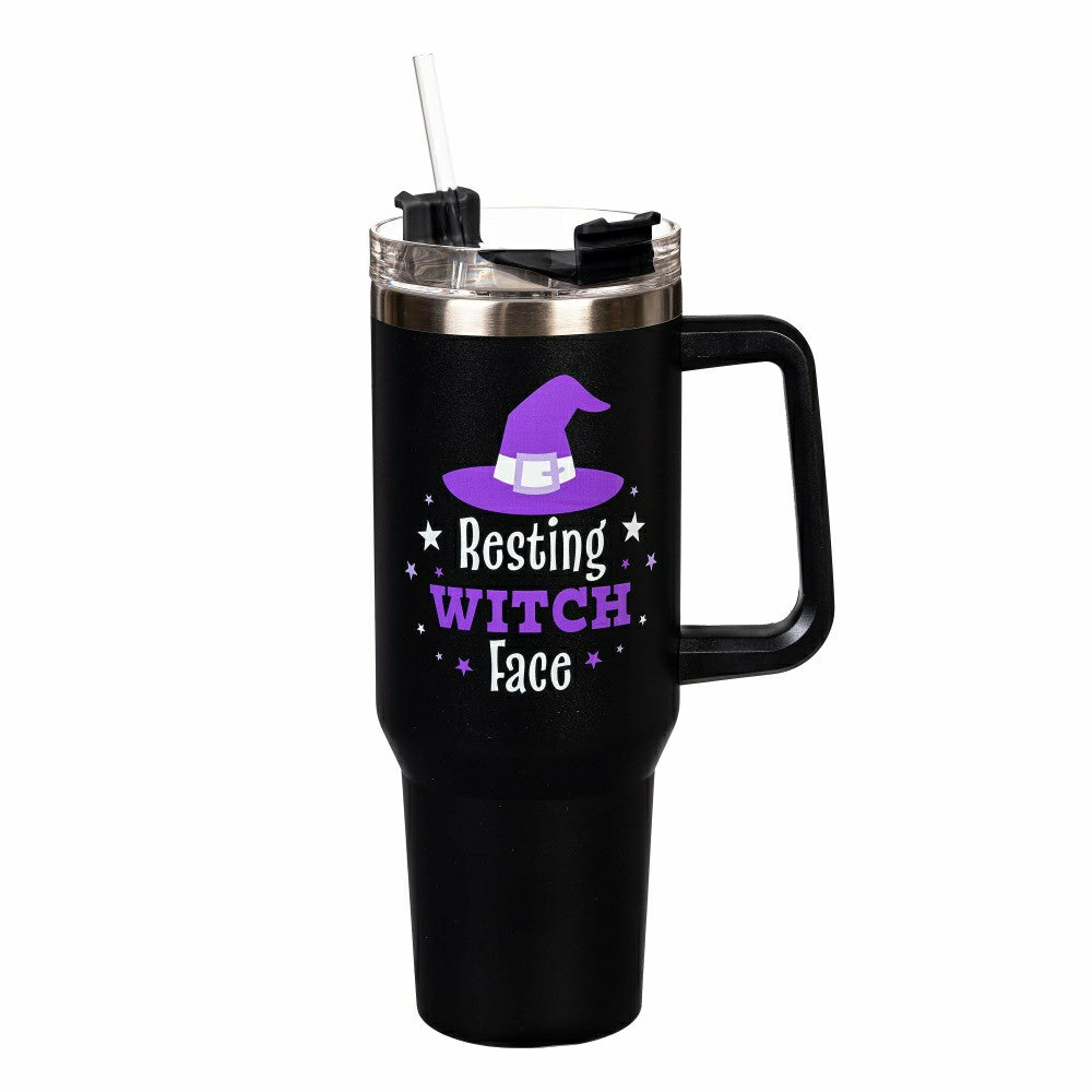 Haunted House Resting Witch Face Canyon Cup, Double Wall Stainless Ste | Plow & Hearth