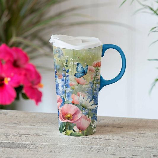 Wildflowers Ceramic Perfect Cup, 17oz, Gift Box | Plow & Hearth