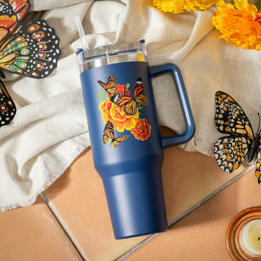 Harvest Blossom Mariposa Melody Monarch Canyon Cup, Double Wall Stainl | Plow & Hearth