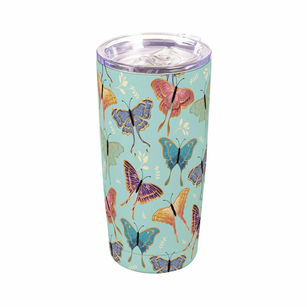 Harvest Blossom Luna Moths Double Wall Stainless Steel Tumbler, 20oz,  | Plow & Hearth