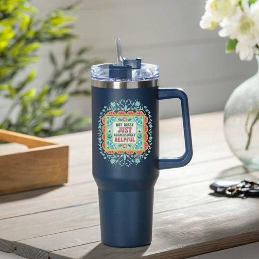Not Bossy Canyon Cup, Double Wall Stainless Steel w/ Straw, 40oz, Gift | Plow & Hearth