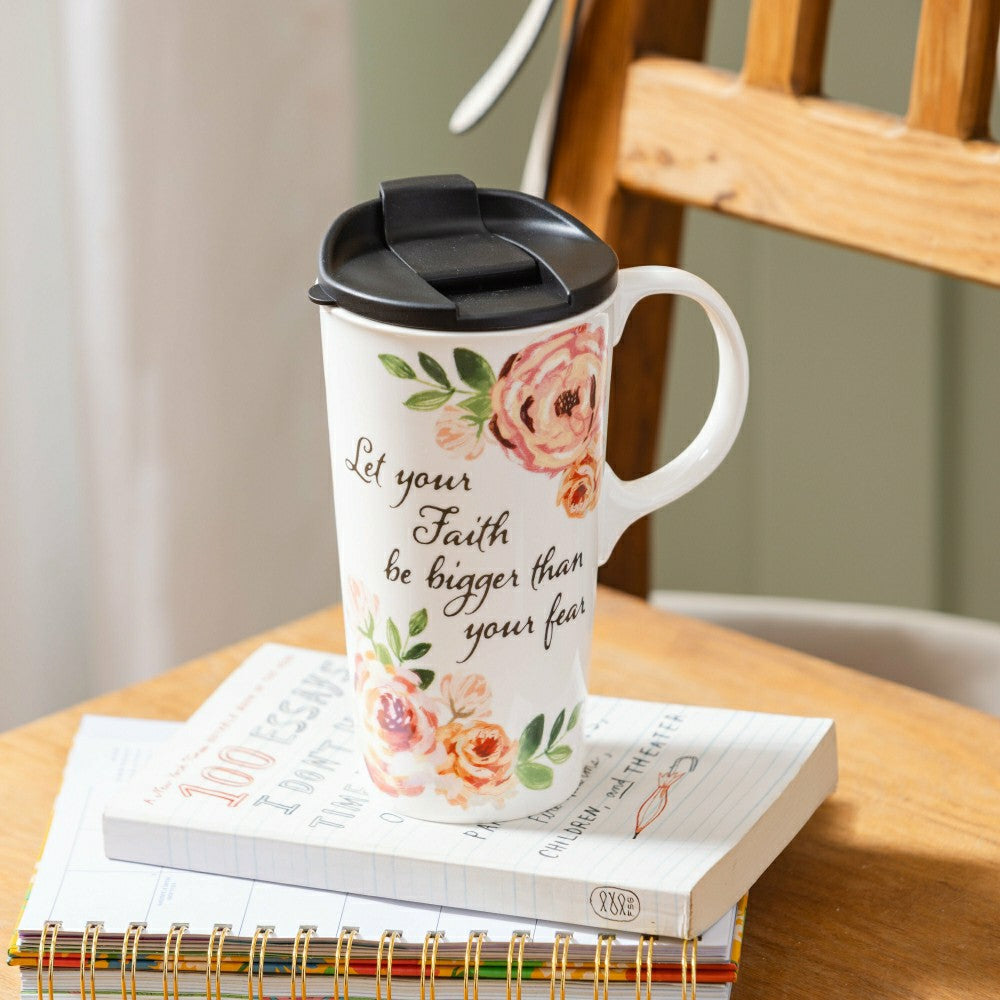 Simple Blessings Travel Cup Ceramic Perfect Cup, 17oz, Gift Box | Plow & Hearth