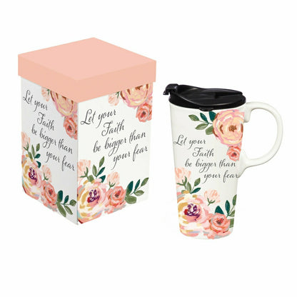 Simple Blessings Travel Cup Ceramic Perfect Cup, 17oz, Gift Box | Plow & Hearth