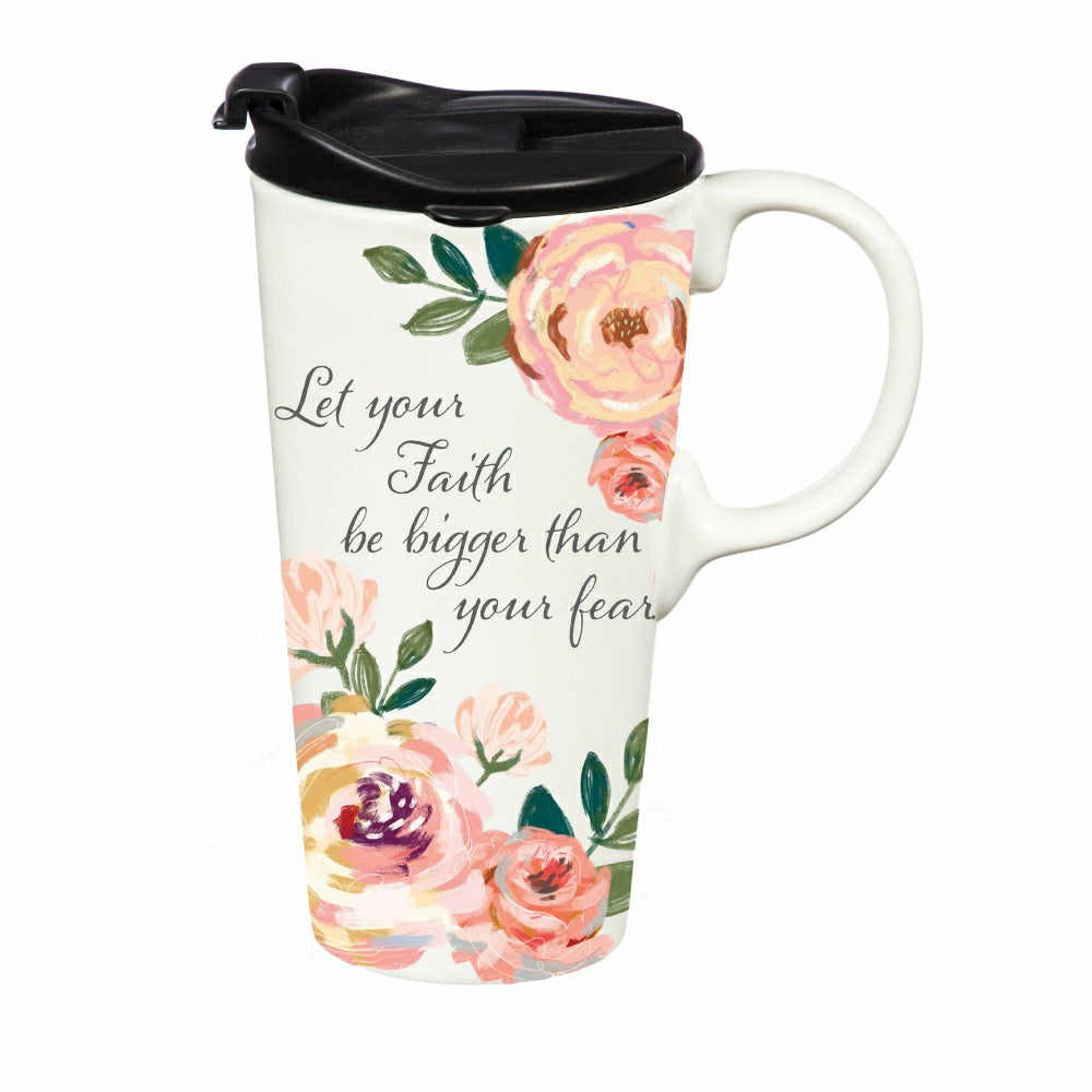 Simple Blessings Travel Cup Ceramic Perfect Cup, 17oz, Gift Box | Plow & Hearth