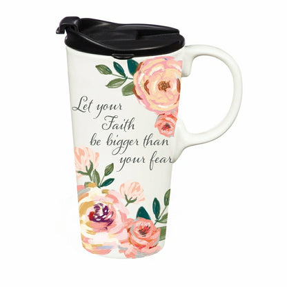 Simple Blessings Travel Cup Ceramic Perfect Cup, 17oz, Gift Box | Plow & Hearth