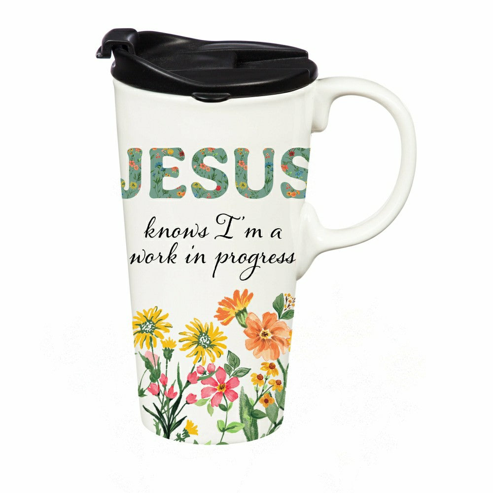 Simple Blessings Travel Cup Ceramic Perfect Cup, 17oz, Gift Box | Plow & Hearth