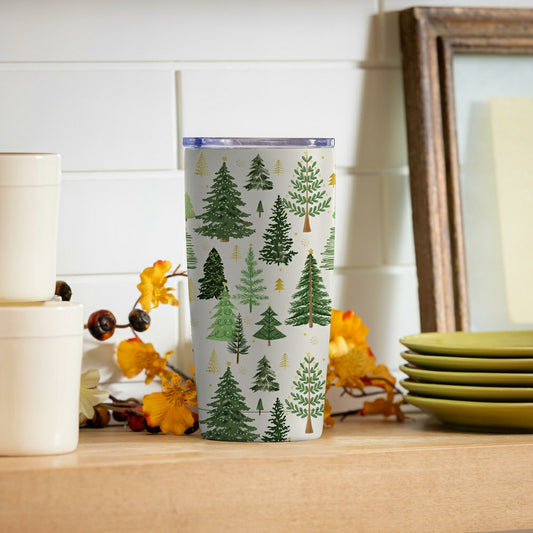 Shades of Emerald Tumbler Stainless-Steel, Forest Trees, 20oz, Gift Bo | Plow & Hearth