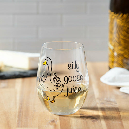 Just for Laughs Wine Glass Stemless, "Silly Goose Juice", 17oz, Gift B | Plow & Hearth