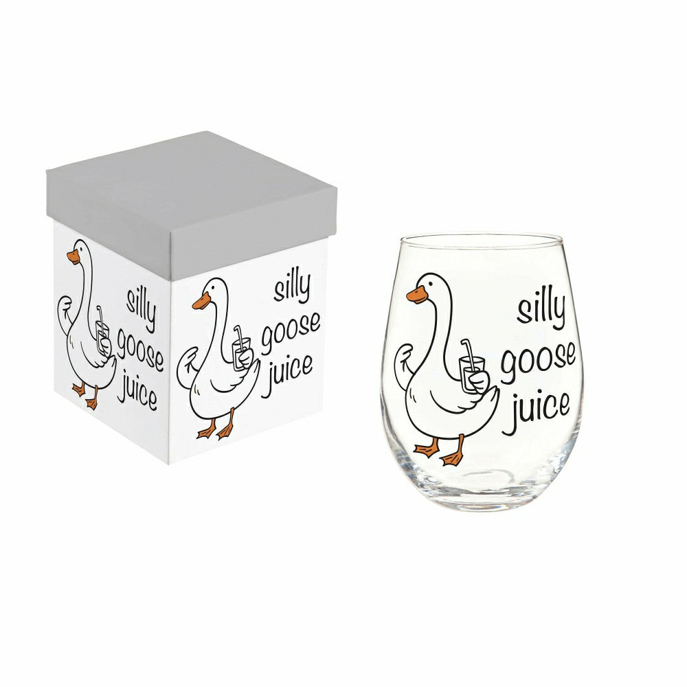 Just for Laughs Wine Glass Stemless, "Silly Goose Juice", 17oz, Gift B | Plow & Hearth