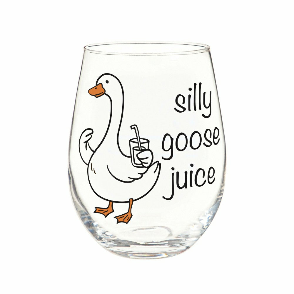 Just for Laughs Wine Glass Stemless, "Silly Goose Juice", 17oz, Gift B | Plow & Hearth