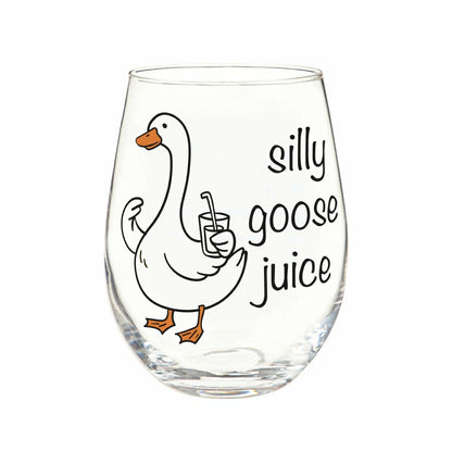 Just for Laughs Wine Glass Stemless, "Silly Goose Juice", 17oz, Gift B | Plow & Hearth