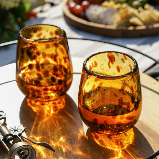 Segunda Vida Tortuga Stemless Wine Glasses | Plow & Hearth