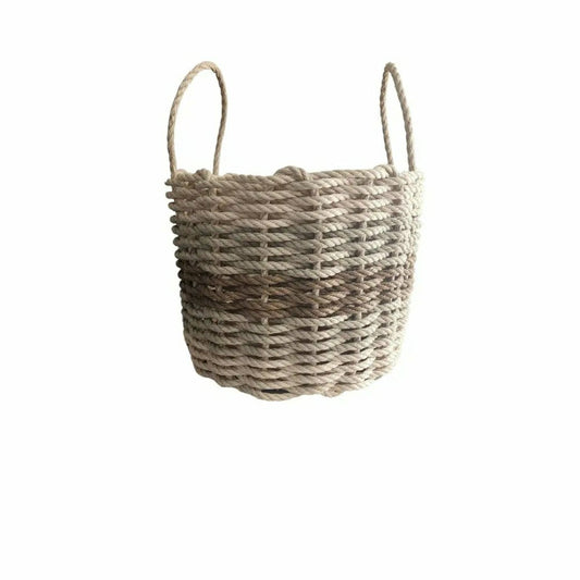 Five Stripe Rope Storage Basket Light tan, tan, brown | Plow & Hearth
