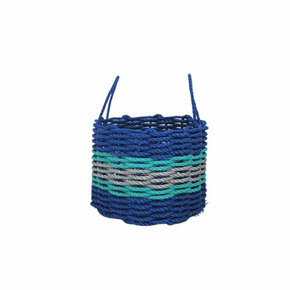 Authentic Maine Lobster Rope Storage Basket Blue and Light Gray with T | Plow & Hearth