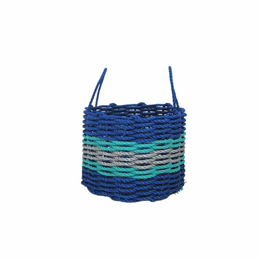 Authentic Maine Lobster Rope Storage Basket Blue and Light Gray with T | Plow & Hearth