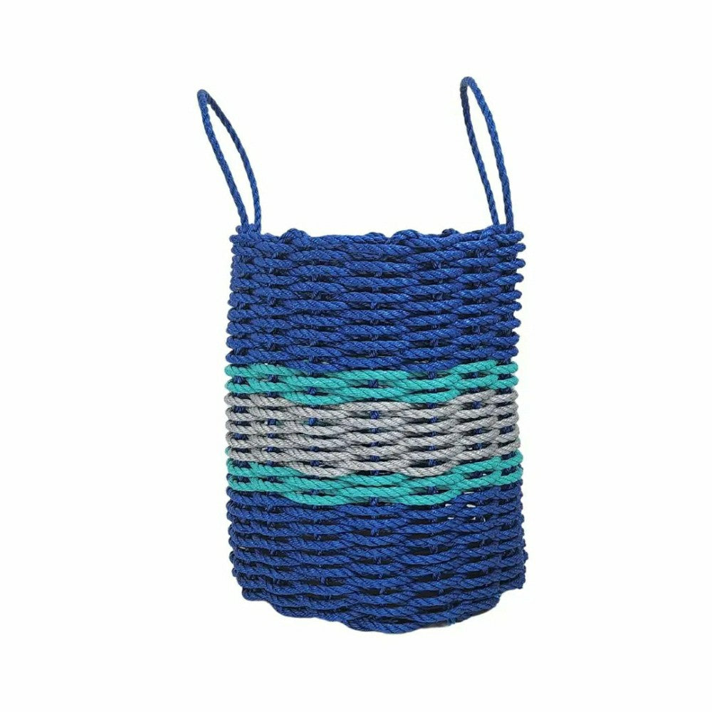 Authentic Maine Lobster Rope Storage Basket Blue and Light Gray with T | Plow & Hearth