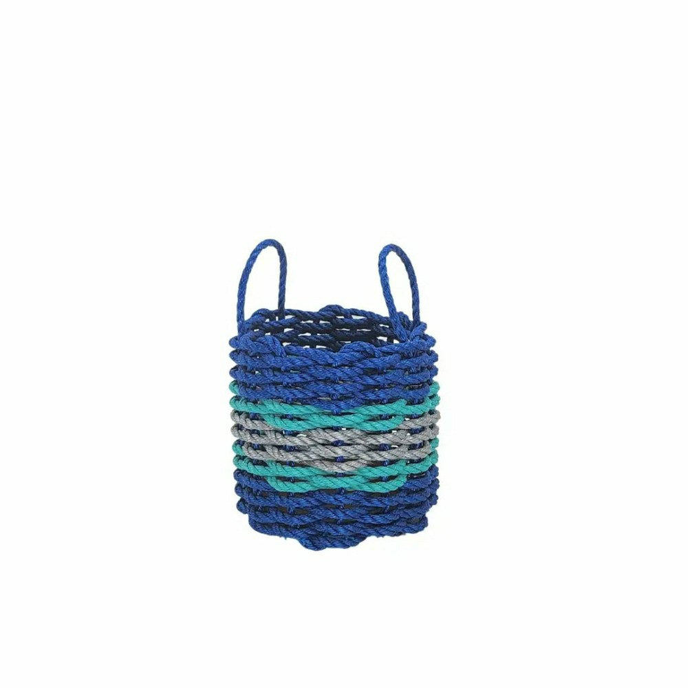 Authentic Maine Lobster Rope Storage Basket Blue and Light Gray with T | Plow & Hearth