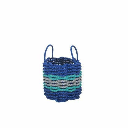 Authentic Maine Lobster Rope Storage Basket Blue and Light Gray with T | Plow & Hearth