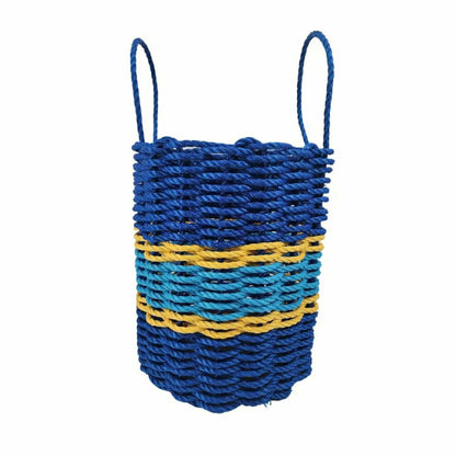 Authentic Maine Lobster Rope Storage Basket Two Tone Blue with yellow  | Plow & Hearth