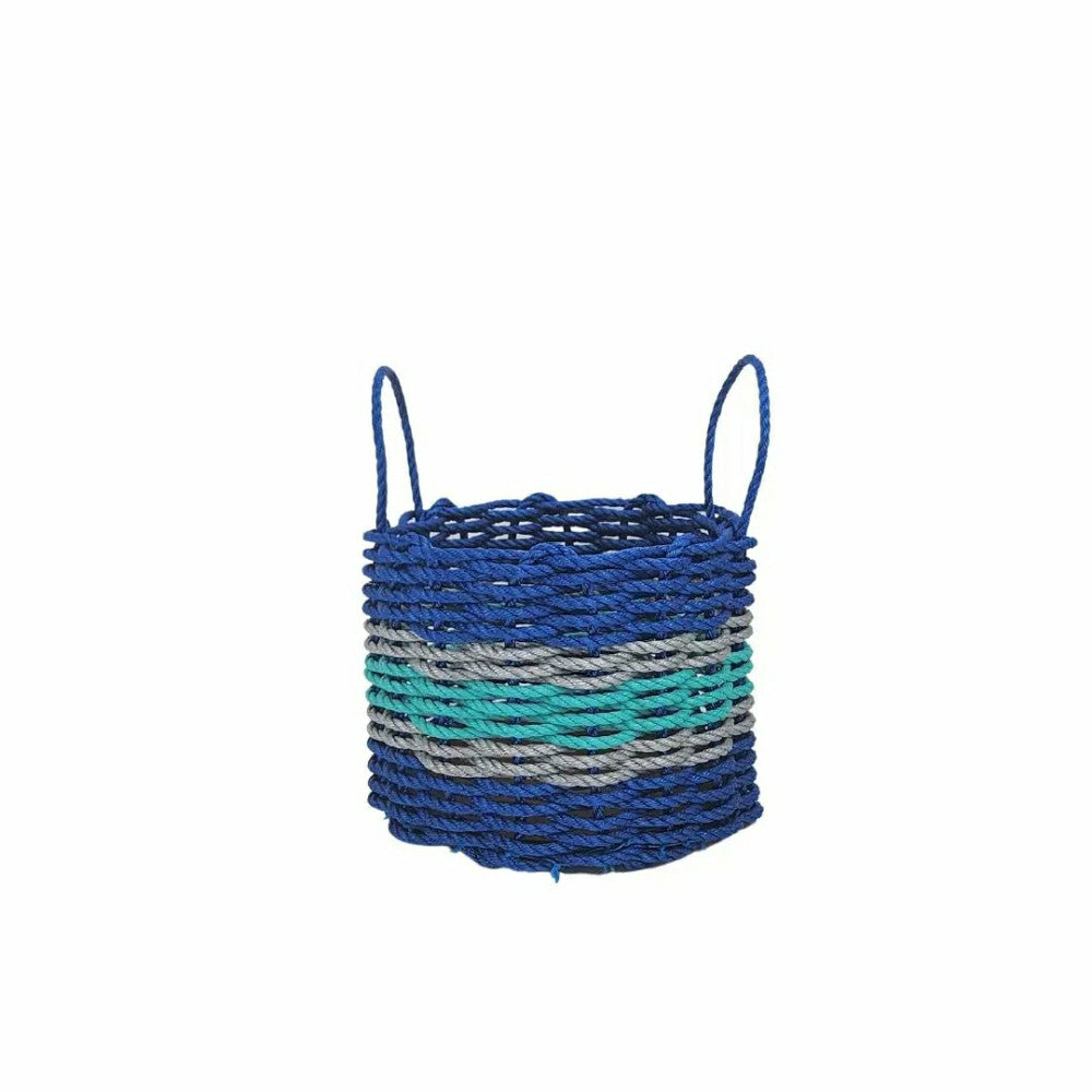 Authentic Maine Lobster Rope Storage Basket Blue and Teal with light G | Plow & Hearth