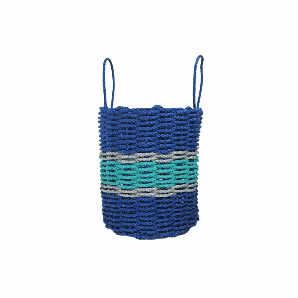 Authentic Maine Lobster Rope Storage Basket Blue and Teal with light G | Plow & Hearth