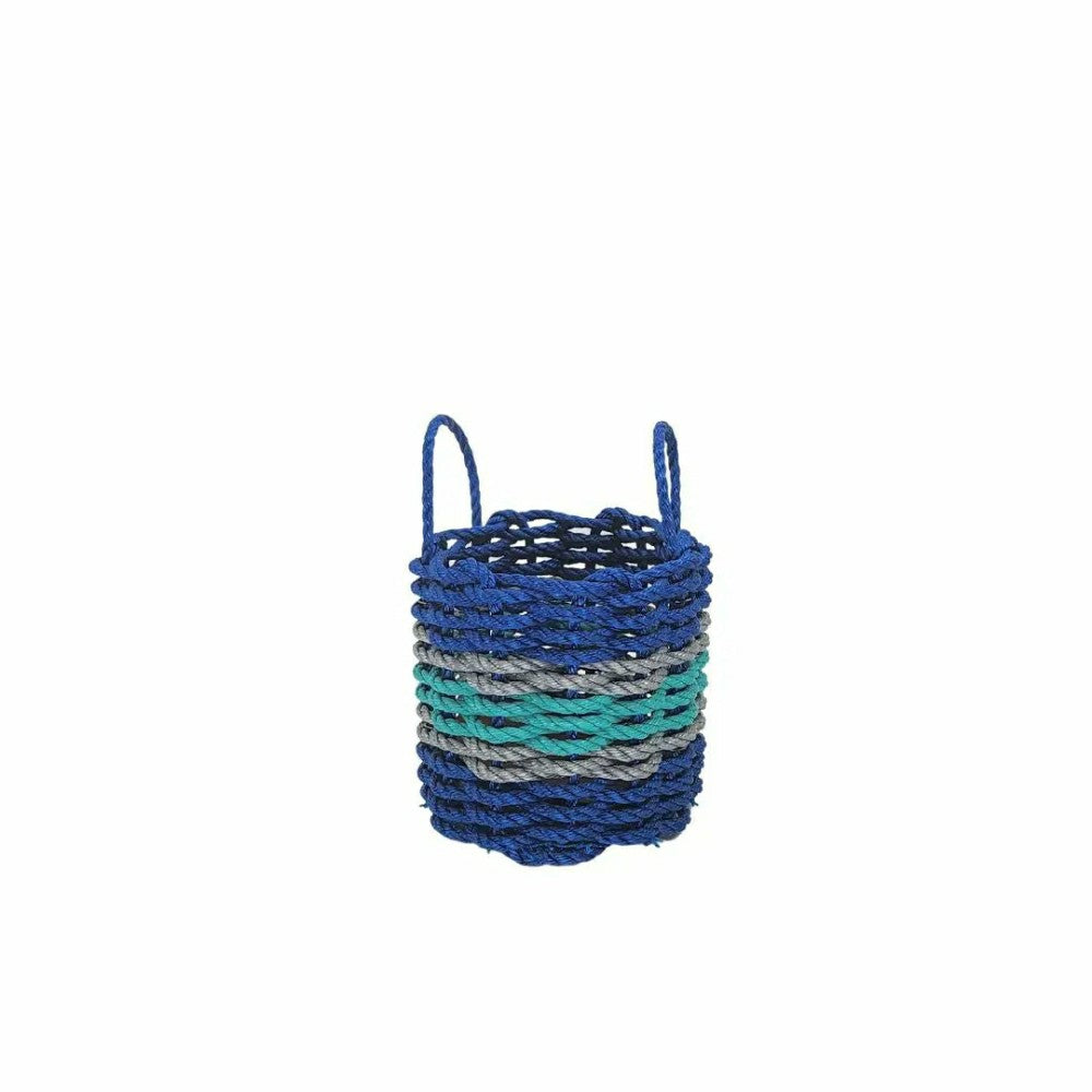 Authentic Maine Lobster Rope Storage Basket Blue and Teal with light G | Plow & Hearth