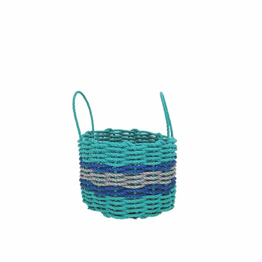 Authentic Maine Lobster Rope Storage Basket Teal and Light Gray with B | Plow & Hearth
