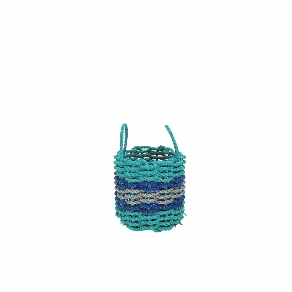 Authentic Maine Lobster Rope Storage Basket Teal and Light Gray with B | Plow & Hearth