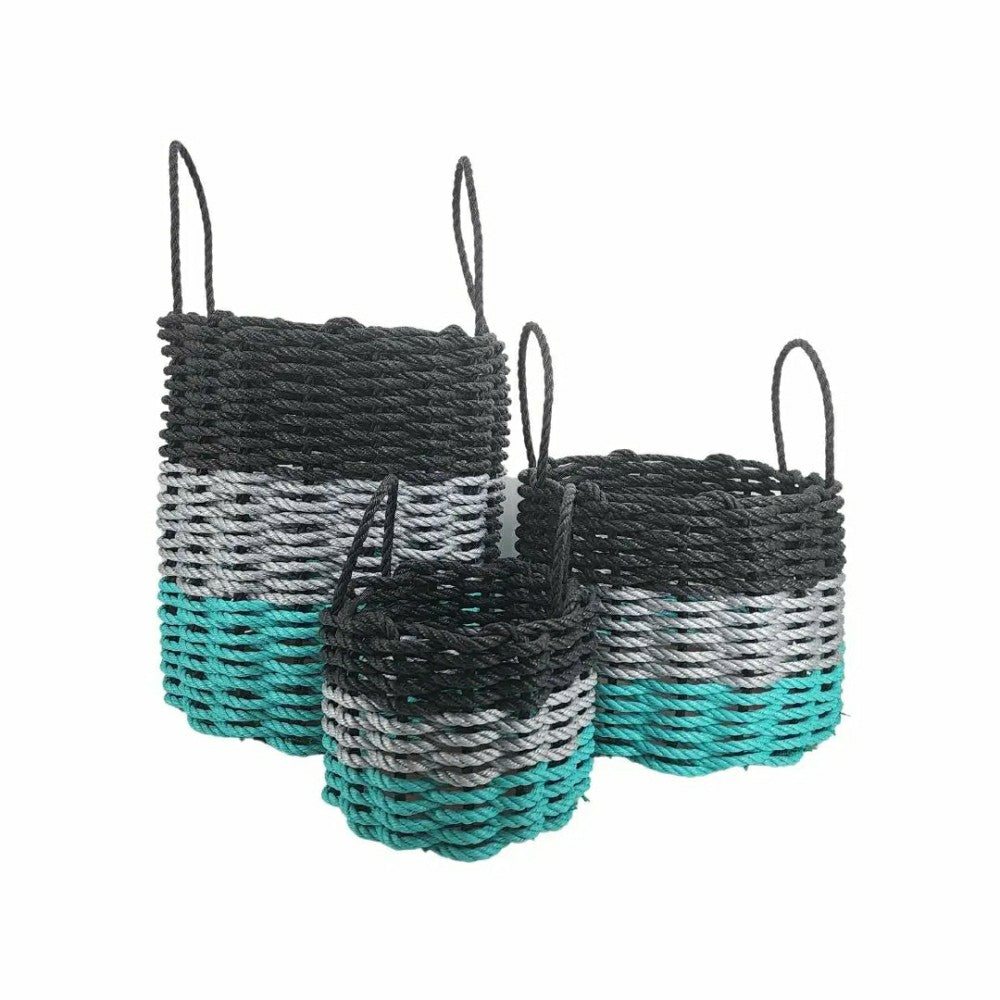 Authentic Maine Lobster Rope Storage Basket Teal, Gray, Black | Plow & Hearth