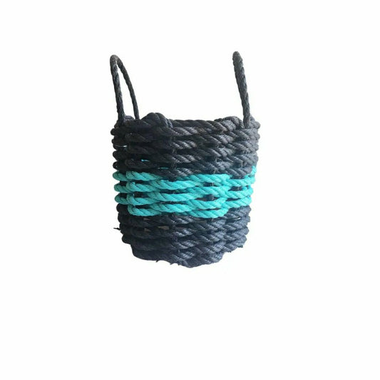 Rope Storage Basket Black and Teal | Plow & Hearth