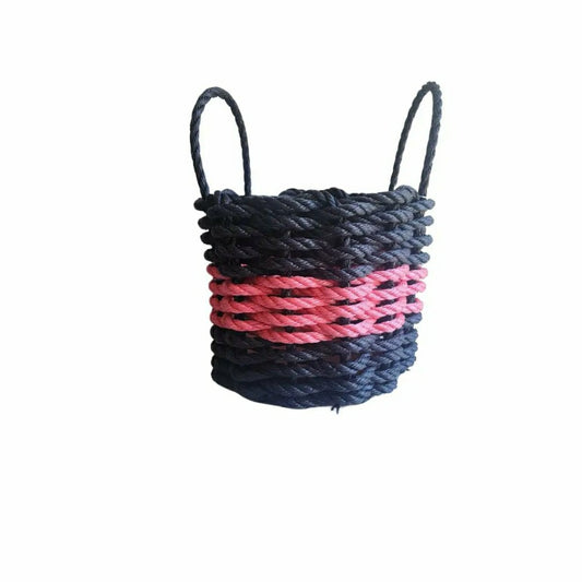 Rope Storage Basket Black and Pink | Plow & Hearth