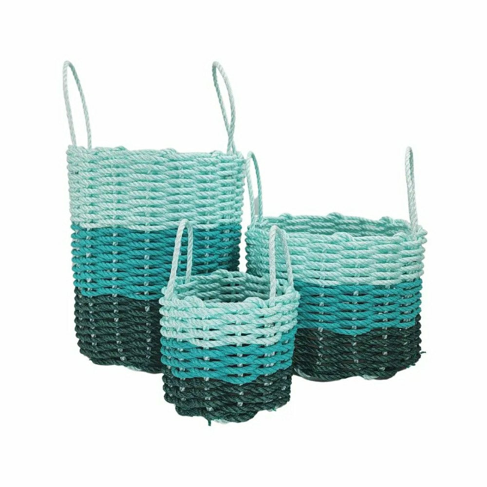 Lobster Rope Storage Basket Hunter Green, Teal, Seafoam | Plow & Hearth