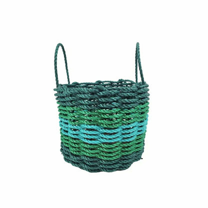 Five Stripe Rope Storage Basket Hunter Green, Green, Teal | Plow & Hearth
