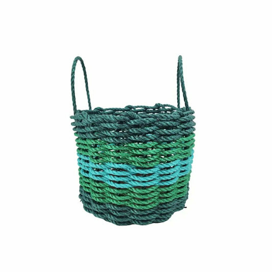 Five Stripe Rope Storage Basket Hunter Green, Green, Teal | Plow & Hearth