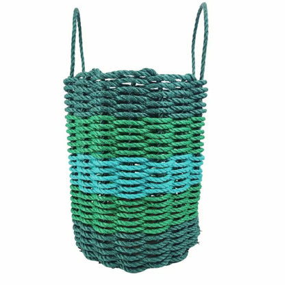 Five Stripe Rope Storage Basket Hunter Green, Green, Teal | Plow & Hearth