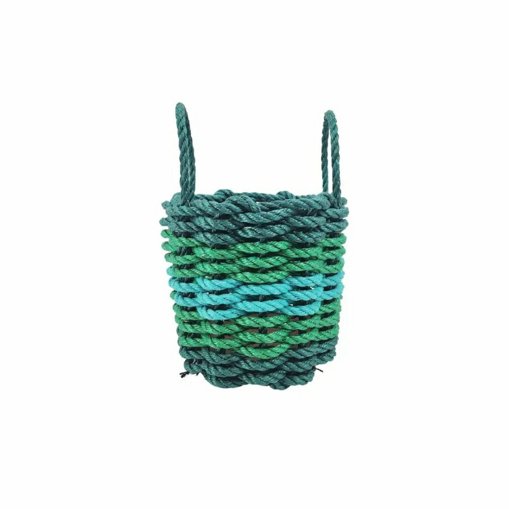 Five Stripe Rope Storage Basket Hunter Green, Green, Teal | Plow & Hearth